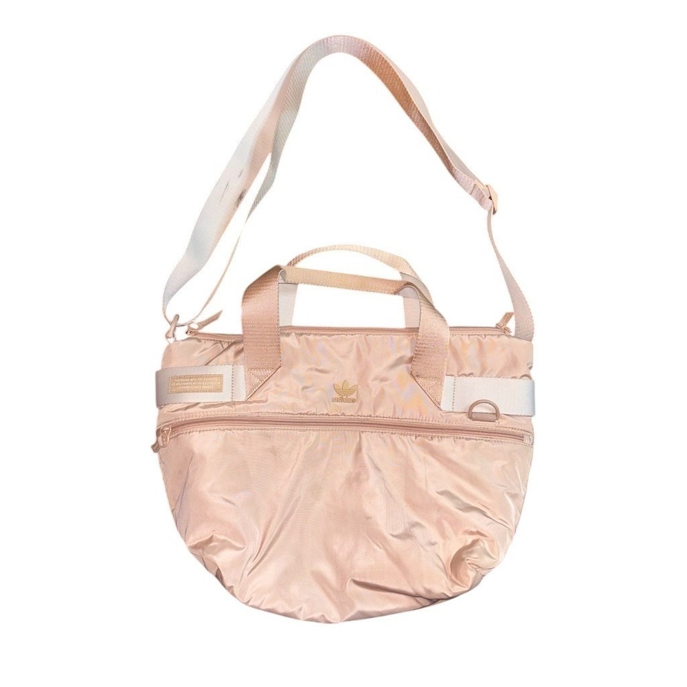 adidas Originals Puffer Shopper Tote Bag Womens Large Beige Blush Zip Top